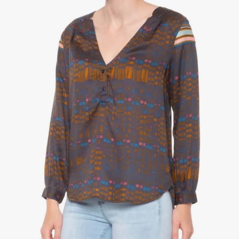 Prana Elsie Top Magnetic Grey Relaxed Popover Large